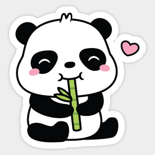 Cute Little Panda Munching On Bamboo Shoot Sticker